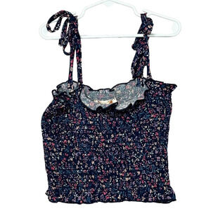 Tweenstyle by Stoopher Strappy Smocked Crop Top Navy Ditzy Floral New Size 12